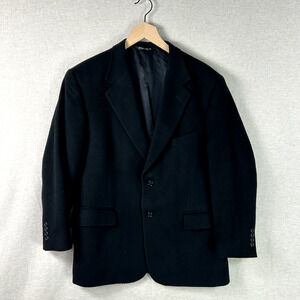 Evan Picone Mens 100% Camel Hair Blazer Size 40S Black Single Breasted Luxury